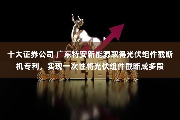 十大证券公司 广东特安新能源取得光伏组件截断机专利，实现一次性将光伏组件截断成多段